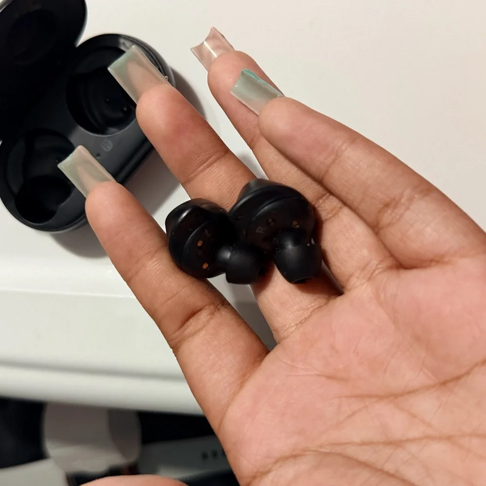 Samsung Galaxy Buds with White and Green Accents